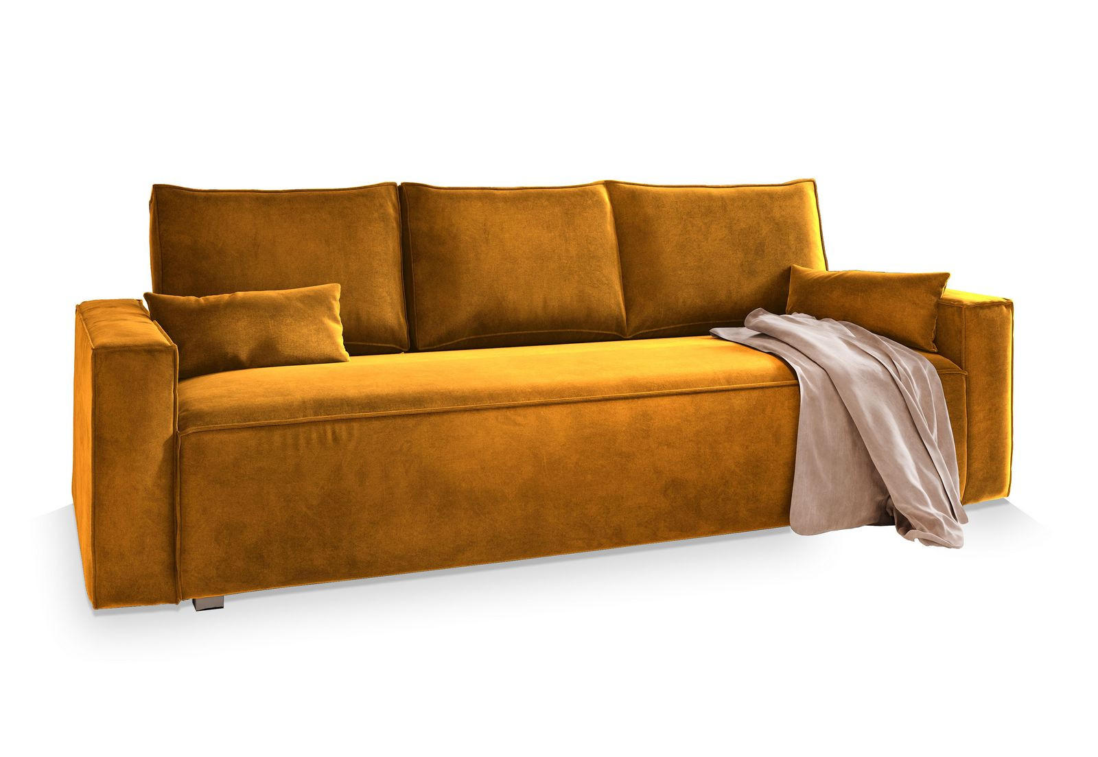BETTSOFA ALATRI Gelb Velours-Stoff mit Schlaffunktion - Gelb, Textil (230/85/87cm) - MASSENO