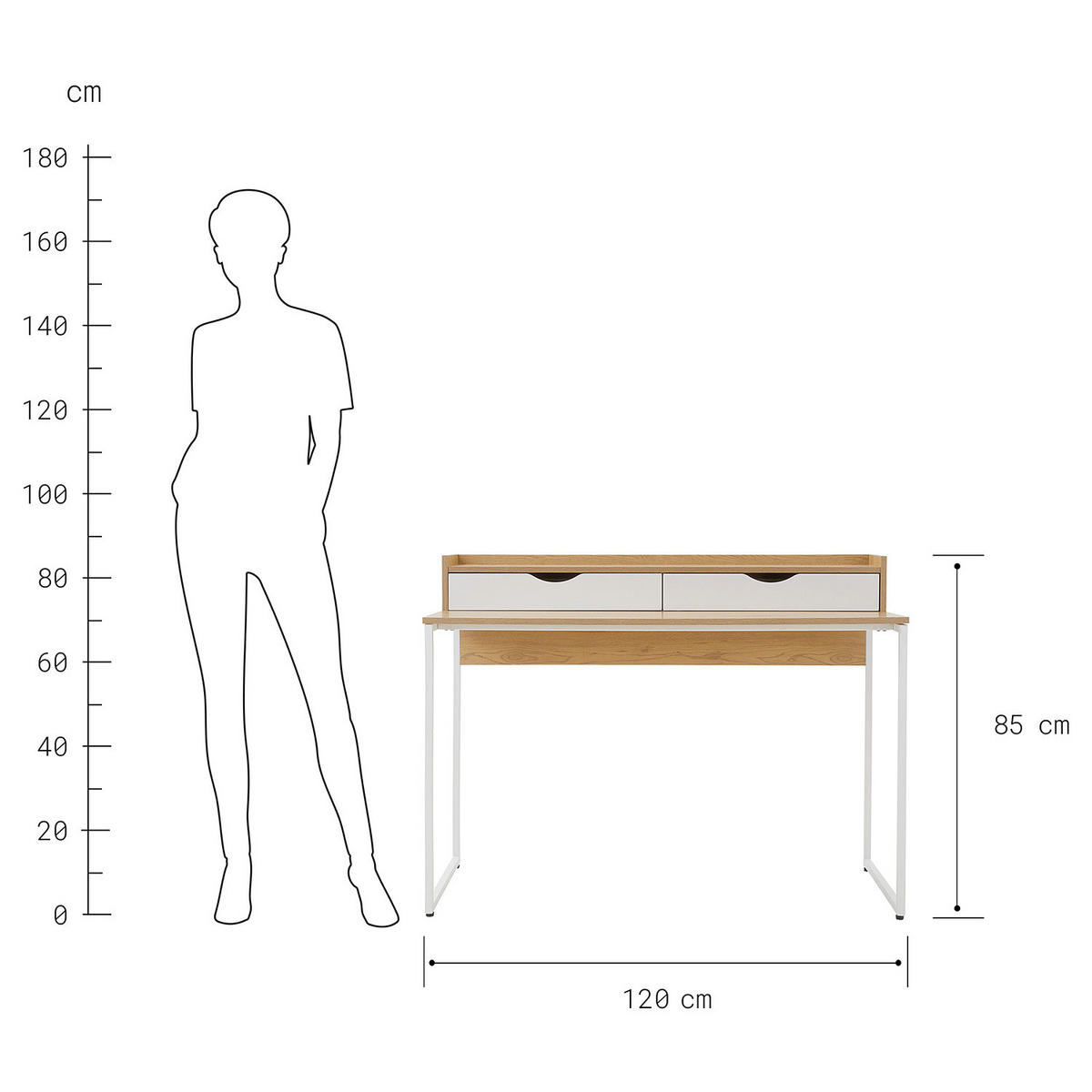 SCHREIBTISCH Modernist - Braun/Weiß, Holzwerkstoff (55/120/85cm) - Butlers