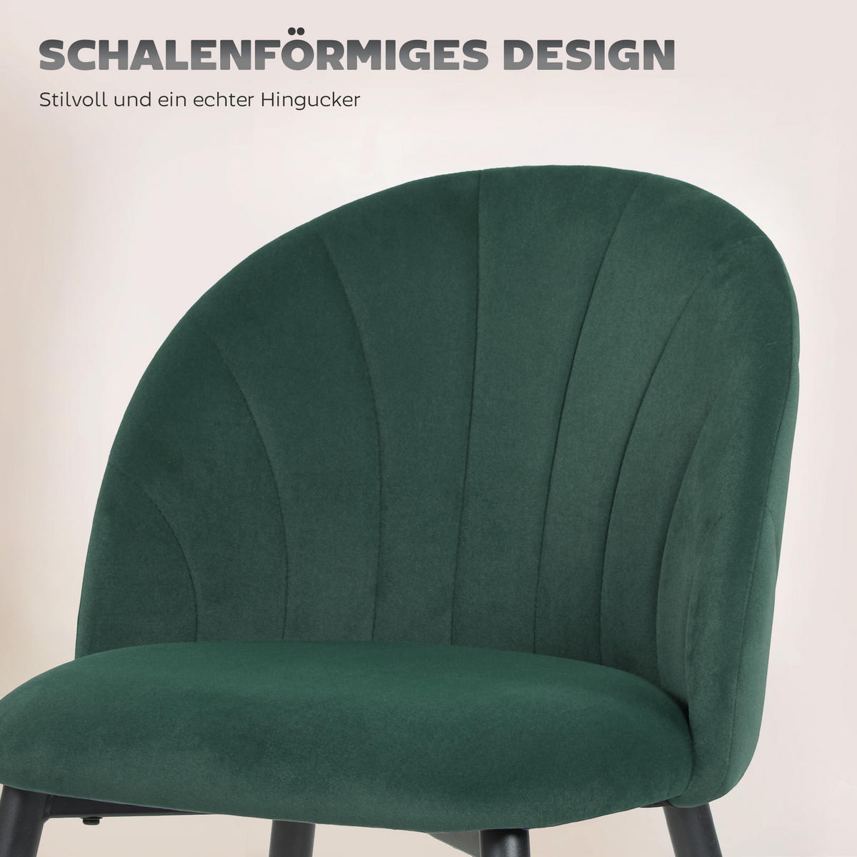 ESSZIMMERSTÜHLE 2ER-SET Dunkelgrün - Dunkelgrün/Schwarz, Textil/Metall (52/79/55cm) - HOMCOM