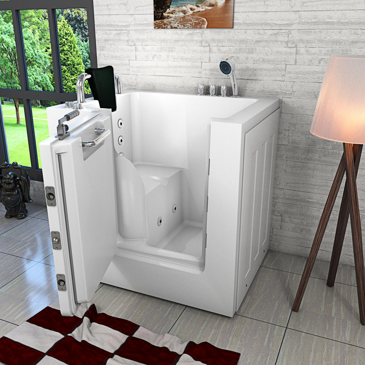 SITZWANNE Whirlpool Wanne mit Tür S02WP-TH-B-L 100x78cm - Weiß, Glas/Kunststoff (100/113/78cm) - AcquaVapore by Sandra Jentho