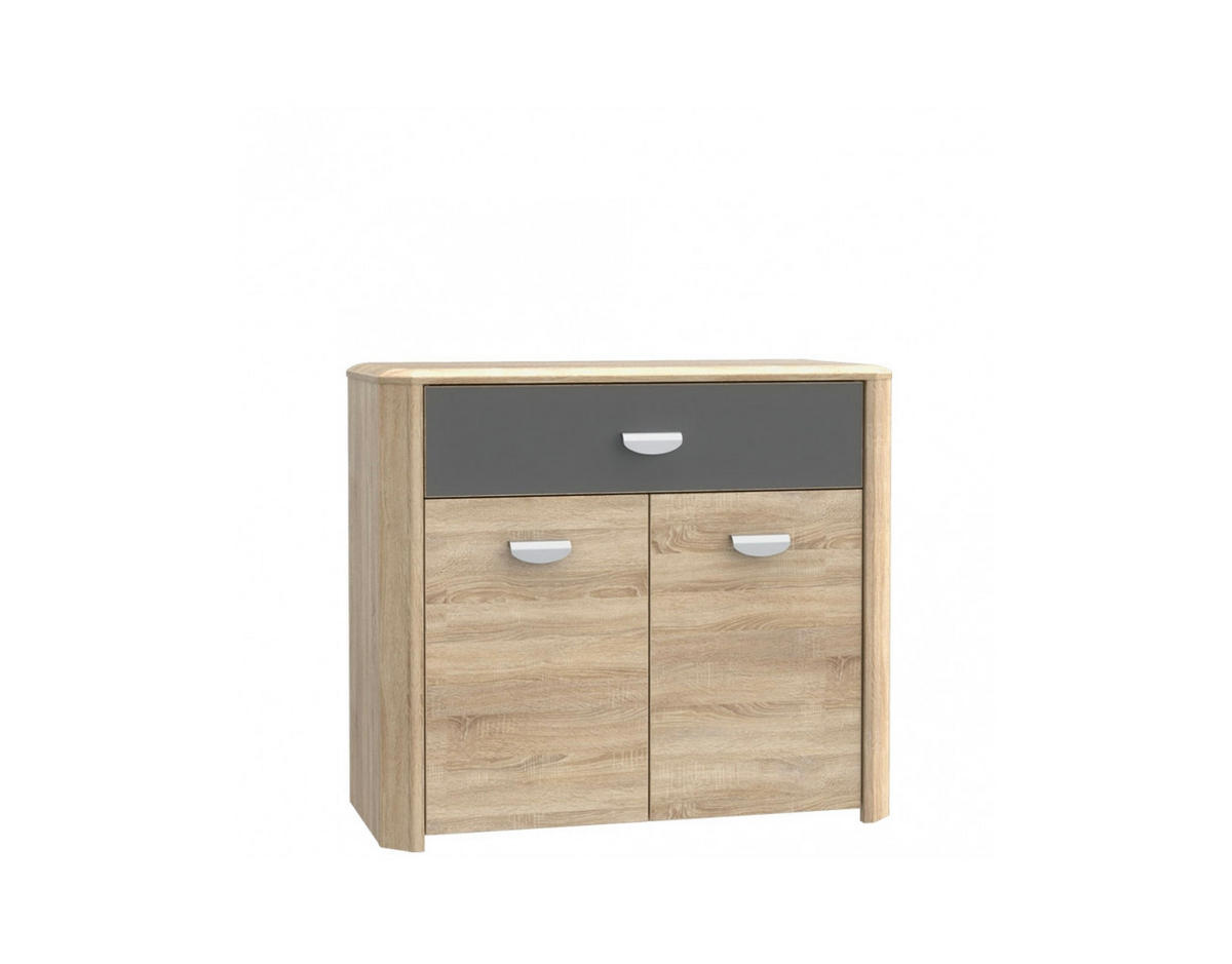 JUGENDZIMMER Yoop Eiche Sonoma mit Grau Anthrazit 7 teilig - Braun, Holzwerkstoff (120/200/80cm)