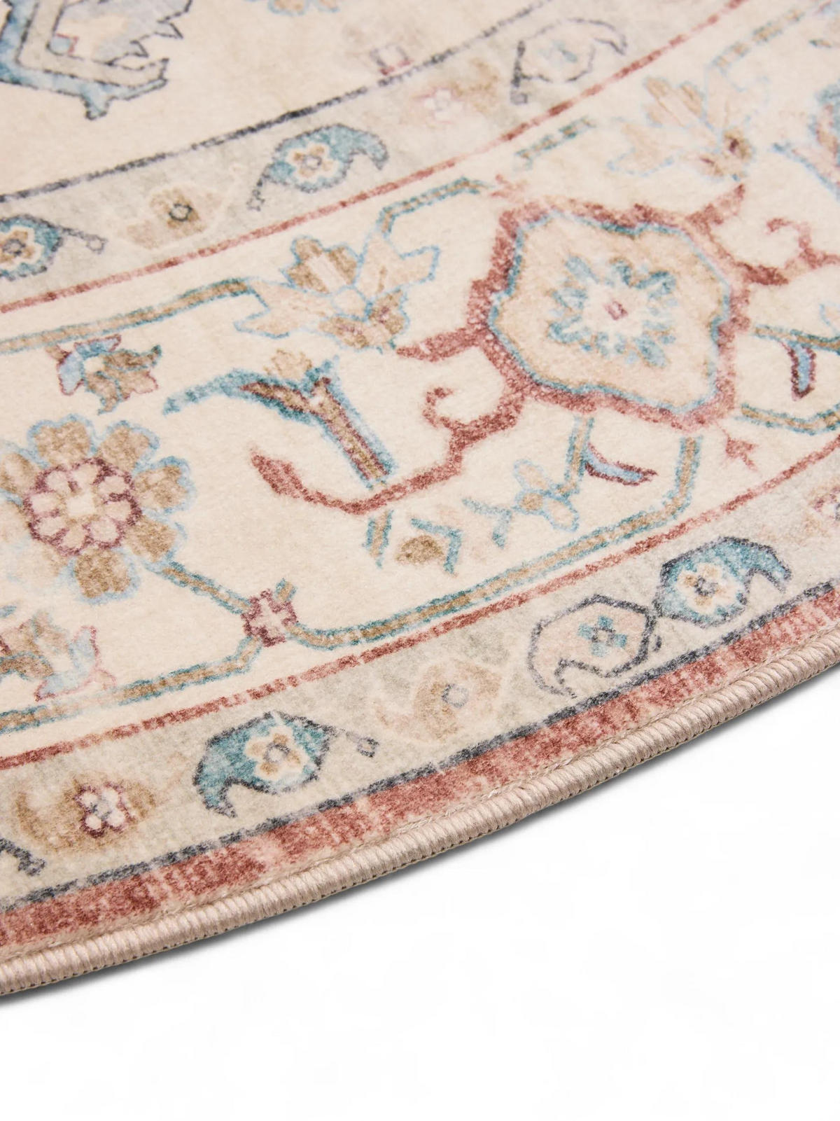 VINTAGE-TEPPICH Miray waschbar ø 160 cm rund - Rot/Multicolor, Kunststoff (160/160cm) - benuta Nest