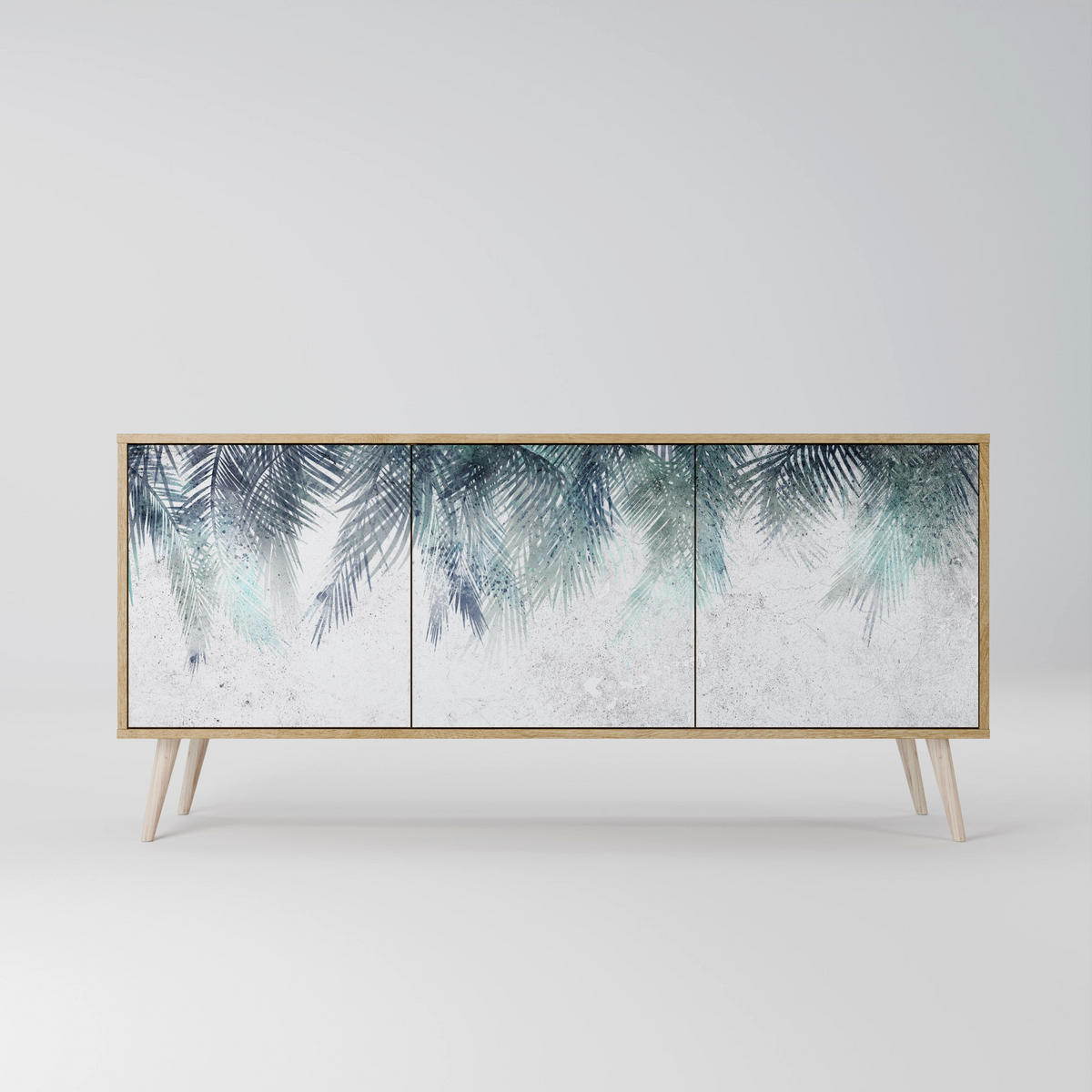 SIDEBOARD PALM VEIL, Eicheneffekt, 164,5x42x77,5 cm, 3 Türen - Eichefarben/Buchefarben, Holzwerkstoff/Buchenholz (164.5/77.5/42cm) - SpaceRebels