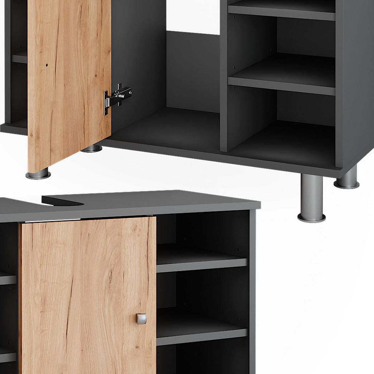 WASCHBECKENUNTERSCHRANK Fynn Anthrazit/Goldkraft Eiche 80 x 54 cm - Honigeiche/Anthrazit, Holzwerkstoff (80/54/32cm) - Vicco