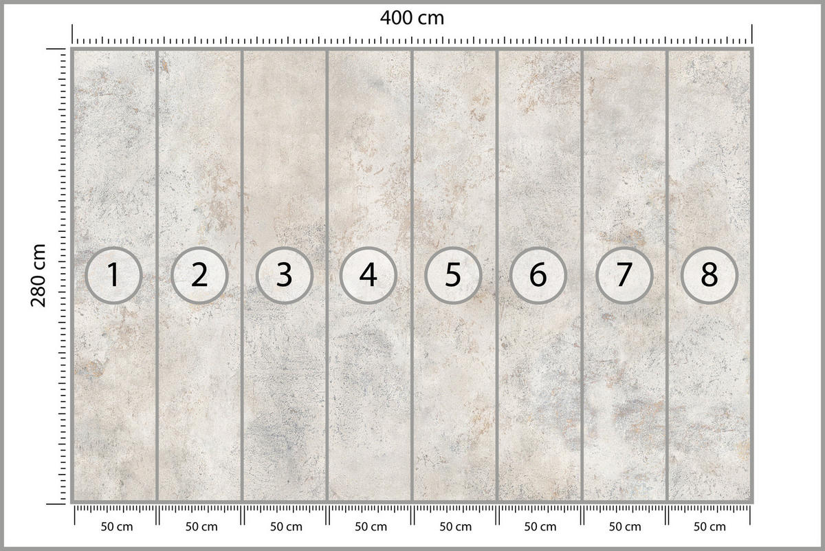 FOTOTAPETE für Wohnzimmer Grau Betonmuster Minimalismus 400x280 - Beige/Grau, Papier (400/280cm) - Muralo