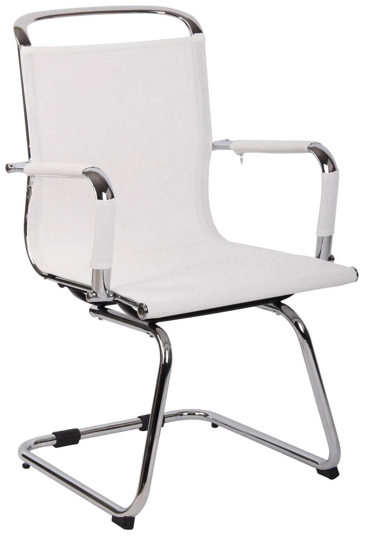 SCHWINGSTUHL Netzstoff weiß - Chromfarben/Weiß, Textil/Metall (58/94/48cm) - CLP