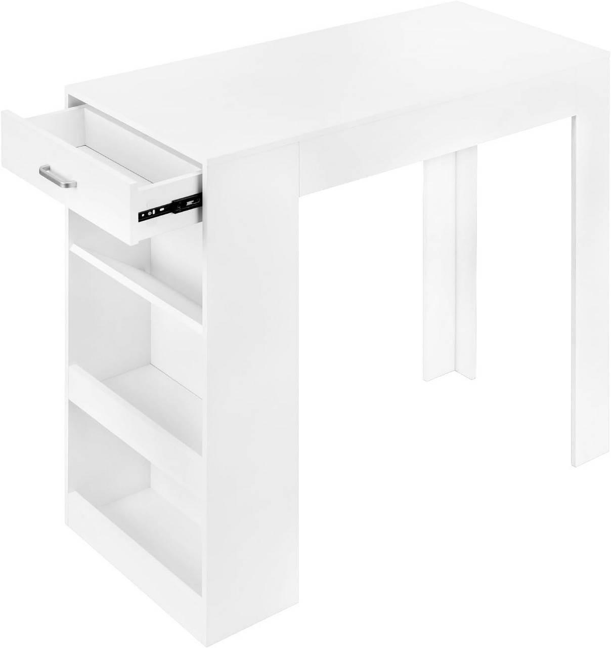 BARTISCH mit 1 Schublade 3 Ablagen, Weinregal, Weiß - Weiß, Holzwerkstoff (100/100/50cm) - Woltu
