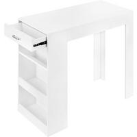 BARTISCH mit 1 Schublade 3 Ablagen, Weinregal, Weiß - Weiß, Holzwerkstoff (100/100/50cm) - Woltu