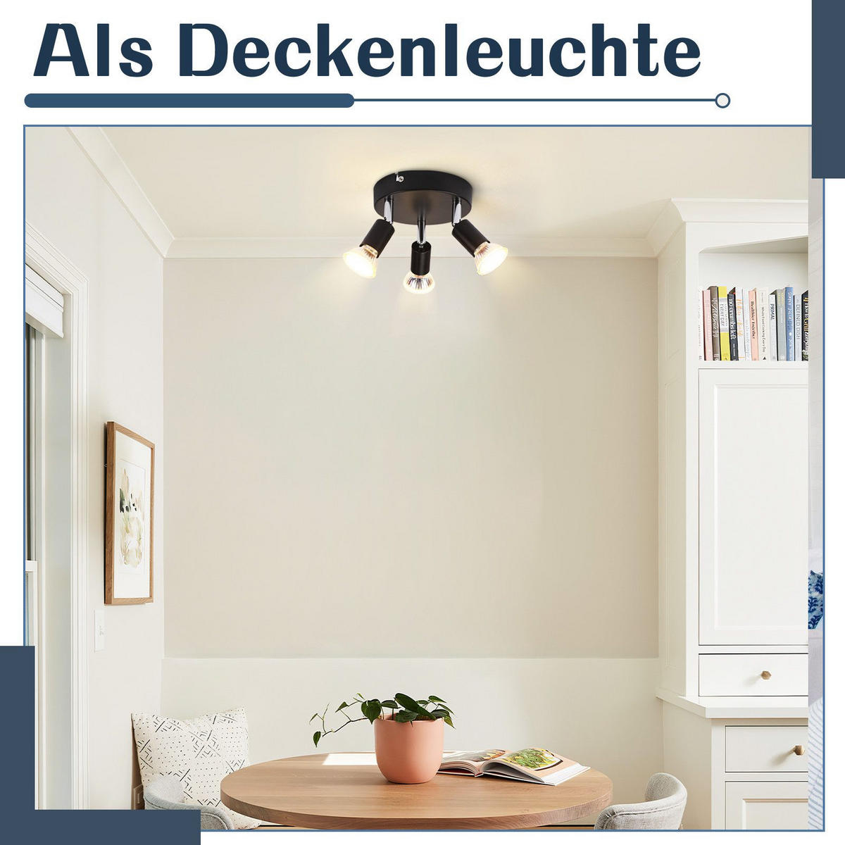 STRAHLER Bamberg 3-flammig 15/15/10.4 cm - Schwarz, Metall (15/15/10.4cm) - Nettlife