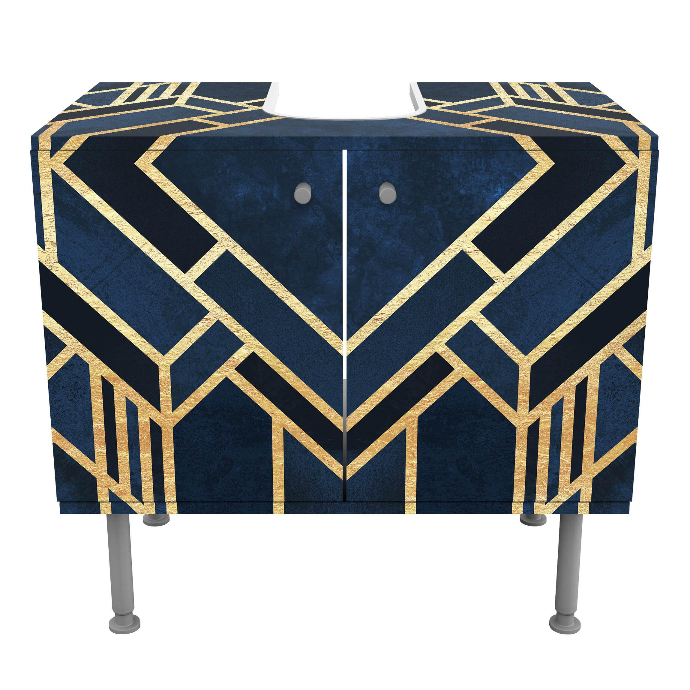 WASCHBECKENUNTERSCHRANK Art Deco Gold 60/55/35 cm - Goldfarben, Holzwerkstoff (60/55/35cm) - Bilderwelten
