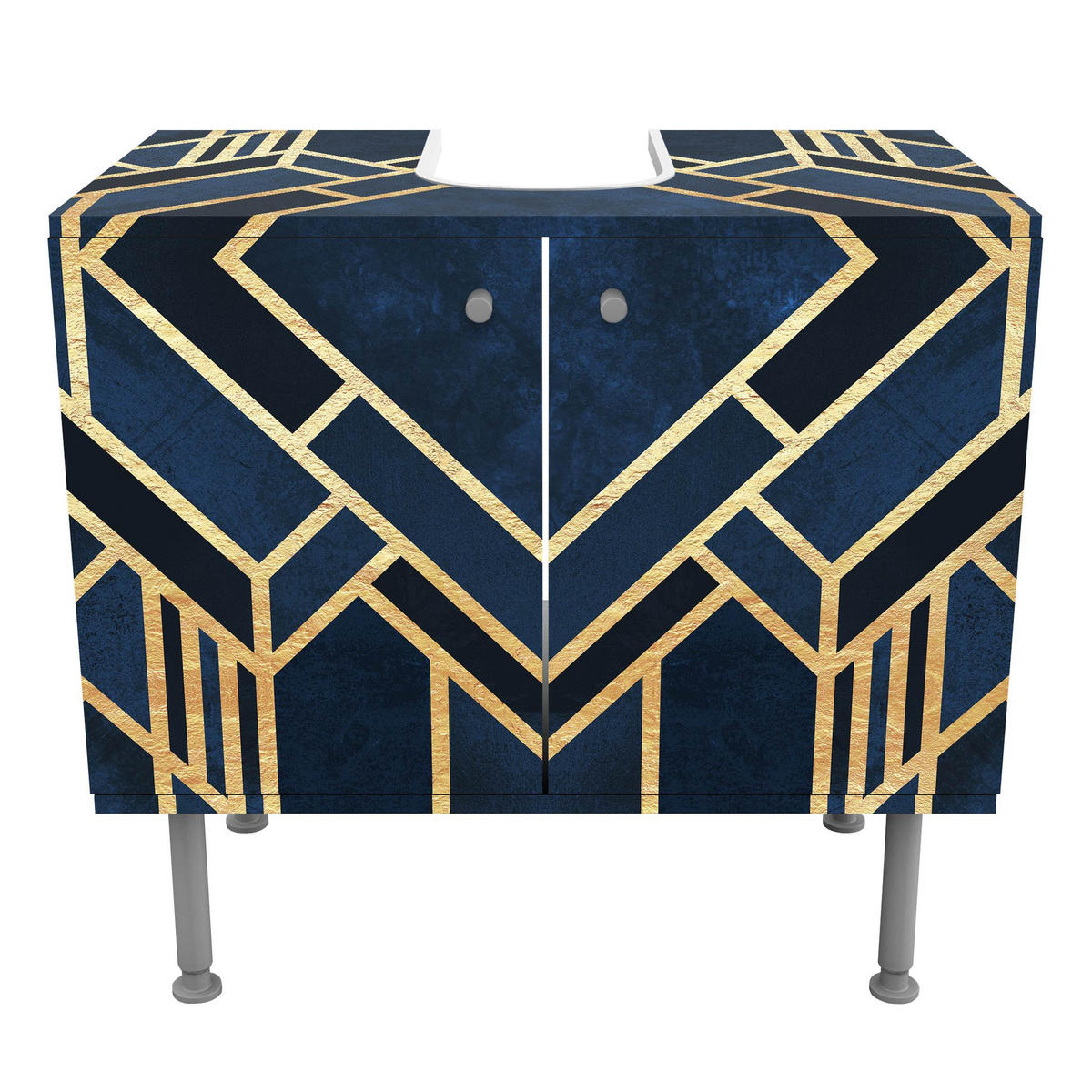 WASCHBECKENUNTERSCHRANK Art Deco Gold 60/55/35 cm - Goldfarben, Holzwerkstoff (60/55/35cm) - Bilderwelten