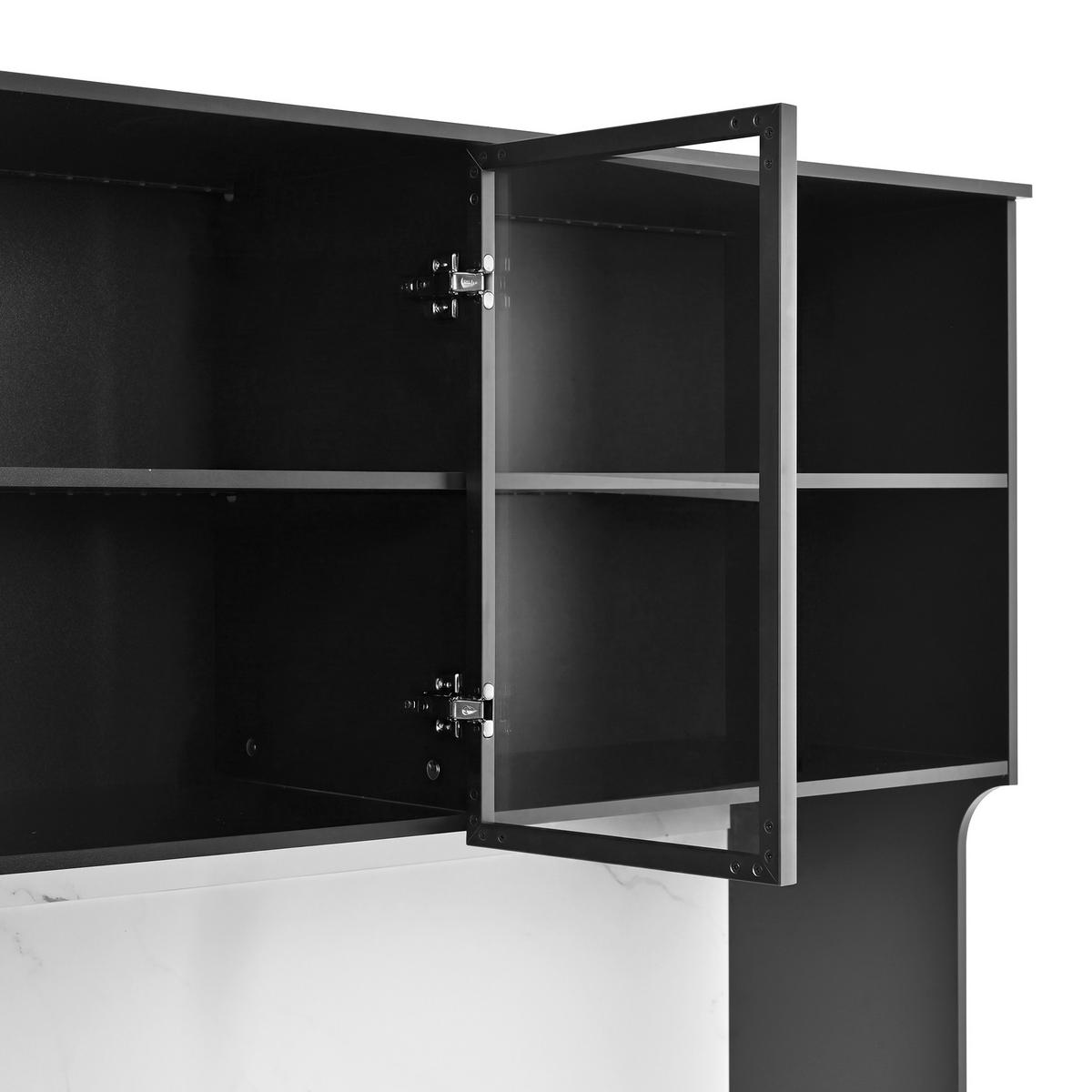 HOCHSCHRANK Vitrine LED Marmoroptik Glaselemente Schwarz Weiß - Multicolor, Holzwerkstoff (120/180/40cm) - FLIEKS