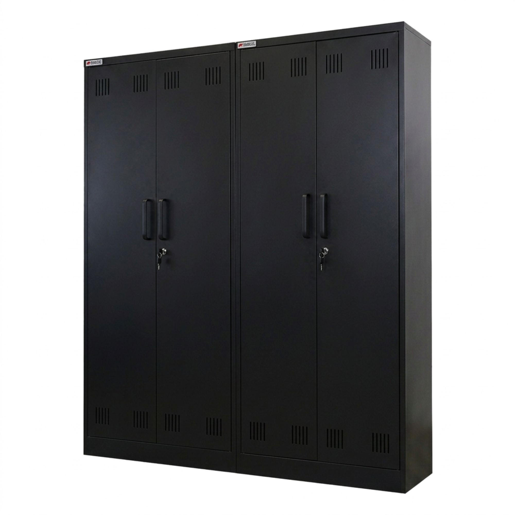 PUTZMITTELSCHRANK Rhino 2er Set Stahl 170x70x30cm Schwarz - Schwarz/Weiß, Metall (140/170/30cm) - PROREGAL