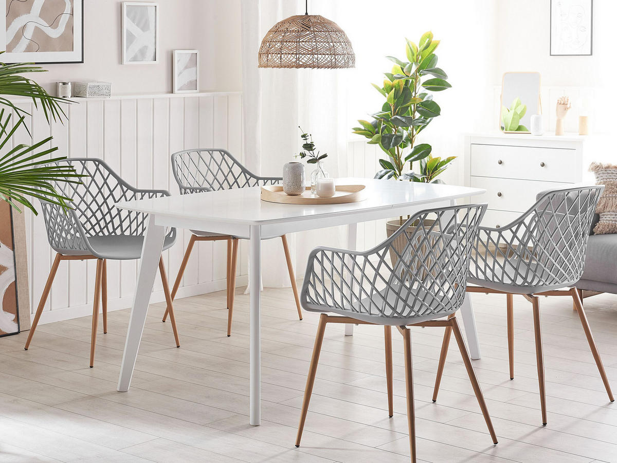 ESSZIMMERSTUHL 2er-Set Kunststoff Grau Nashua - Grau, Kunststoff/Metall (50/86/51cm) - Beliani