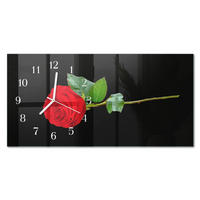WANDUHR 60x30 cm - Rose - Schwarz, Glas (60/30/0.4cm) - TULUP