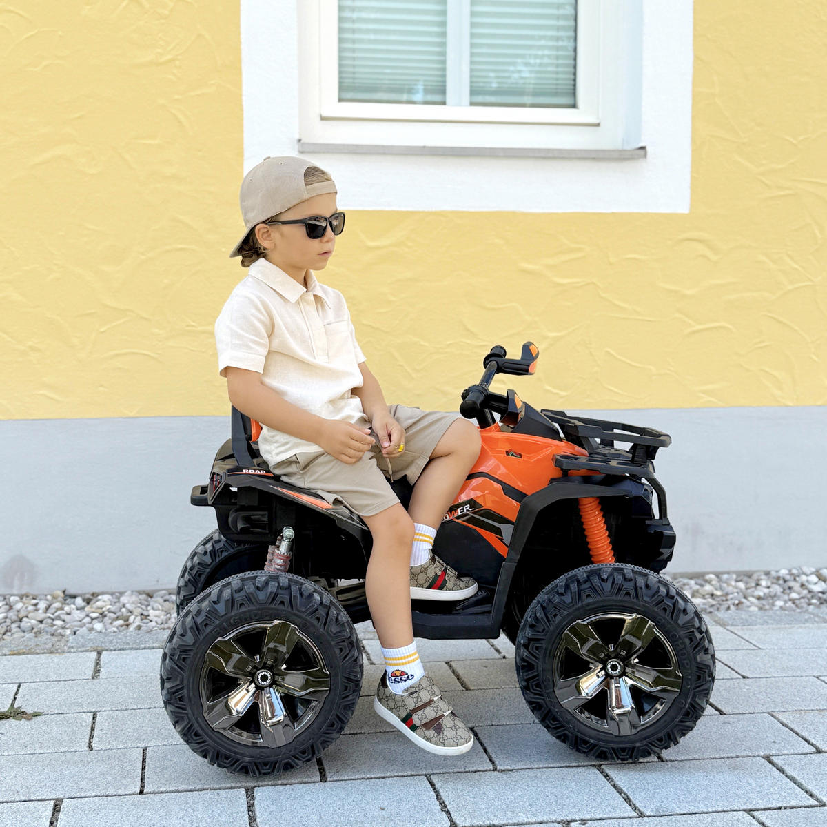 KINDER-ELEKTROFAHRZEUG, Orange, Metall, Kunststoff, 100L x 65B x 73H cm - Orange, Metall (100/65/73cm) - HOMCOM