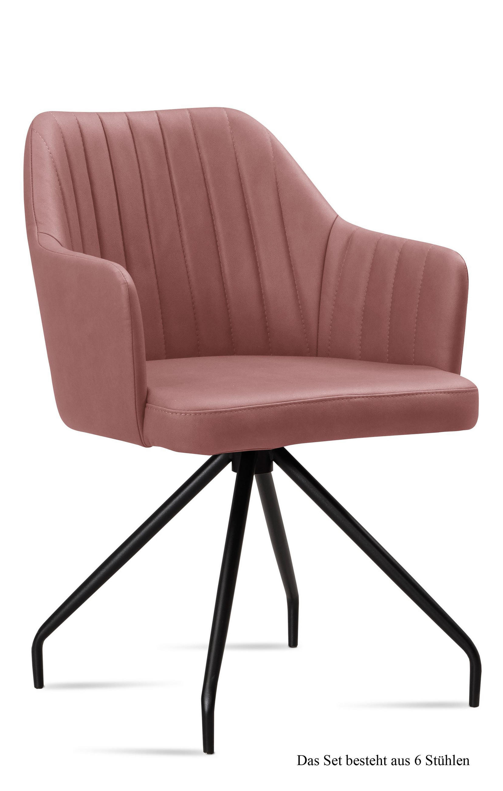 ARMLEHNSTUHL (6er-Set) Dinara 58x81x60 Schwarz/Rosewood - Dunkelrosa/Schwarz, Kunststoff (60/81/58cm) - 58aufmkessel