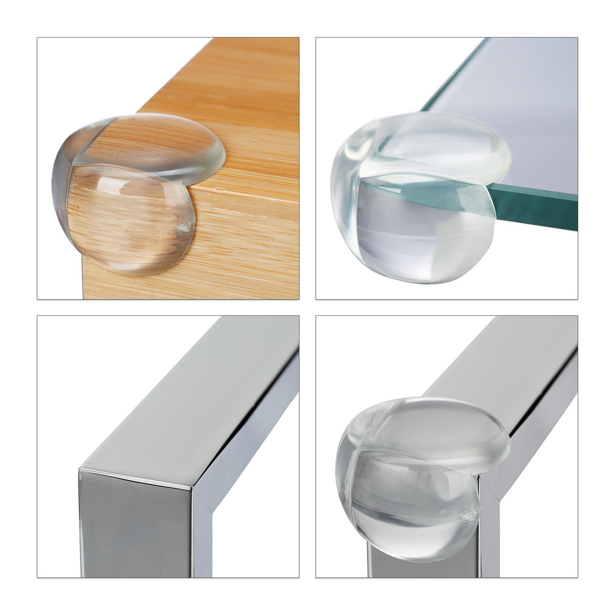 ECKENSCHUTZ Transparent 12er-Set PVC selbstklebend 3x3,5 cm - Transparent, Kunststoff (3.5/3.5cm) - Relaxdays