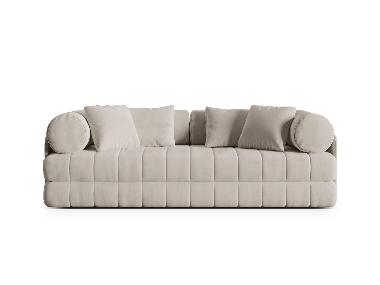 AUSKLAPPBARES-SOFA Kemi aus Samt beige 3 Sitzplätze - Beige, Textil (95/70/206cm) - Cosmopolitan Design