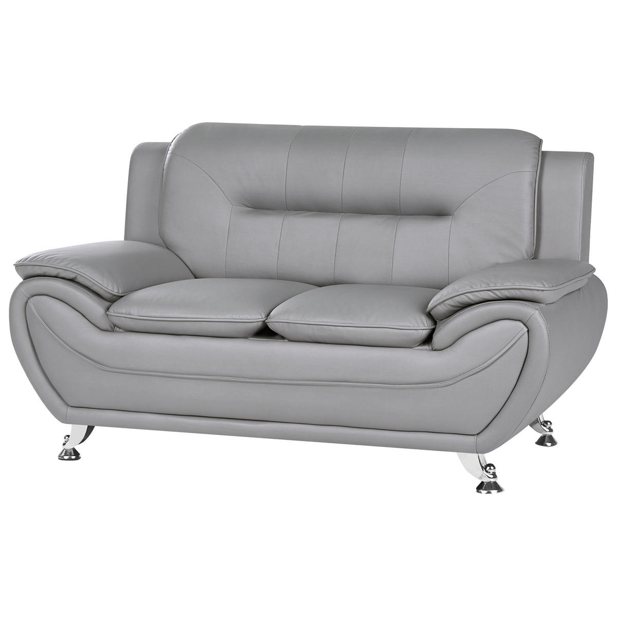 2-SITZER-SOFA Kunstleder Grau Leira - Dunkelgrau/Silberfarben, Kunststoff (147/86/78cm) - Beliani