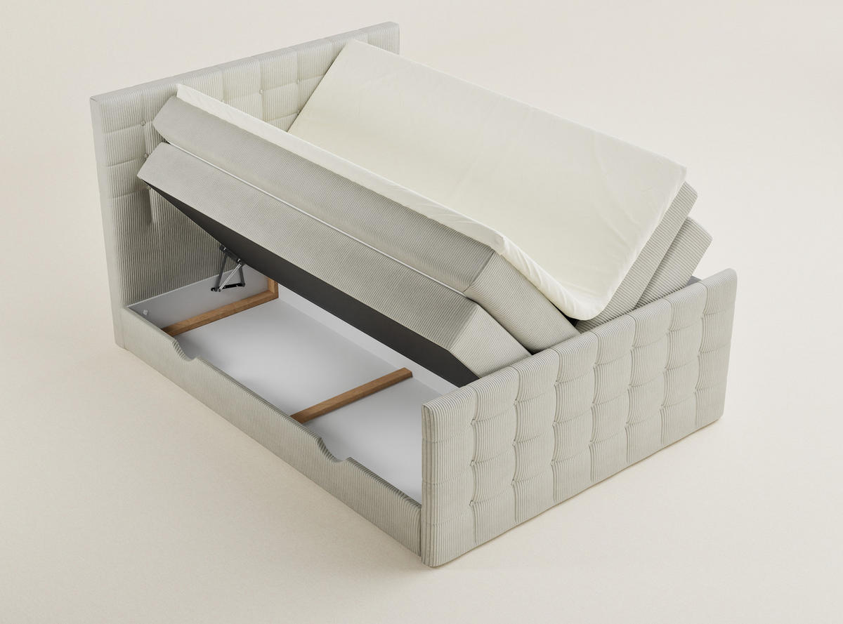 BOXSPRINGBETT Tasca 140/200 cm, in Creme, Bettkasten, Matratze, Topper - Creme/Schwarz, Holz/Holzwerkstoff (140/200cm) - Maison de Reve