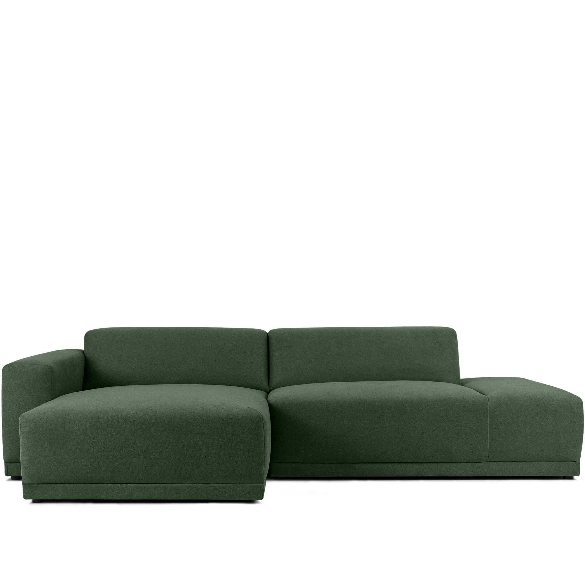 ECKSOFA LINKS MUDI in moderner Optik mit hochwertigem Kaltschaum, Cord-Stoff, Grün - Schwarz/Grün, Textil (280/160cm) - KONSIMO®