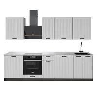 KÜCHENZEILE Fame-Line, Weiß Landhaus/Anthrazit, 280 cm, AP Marmor - Anthrazit/Weiß, Holzwerkstoff (280/82/60cm) - Vicco