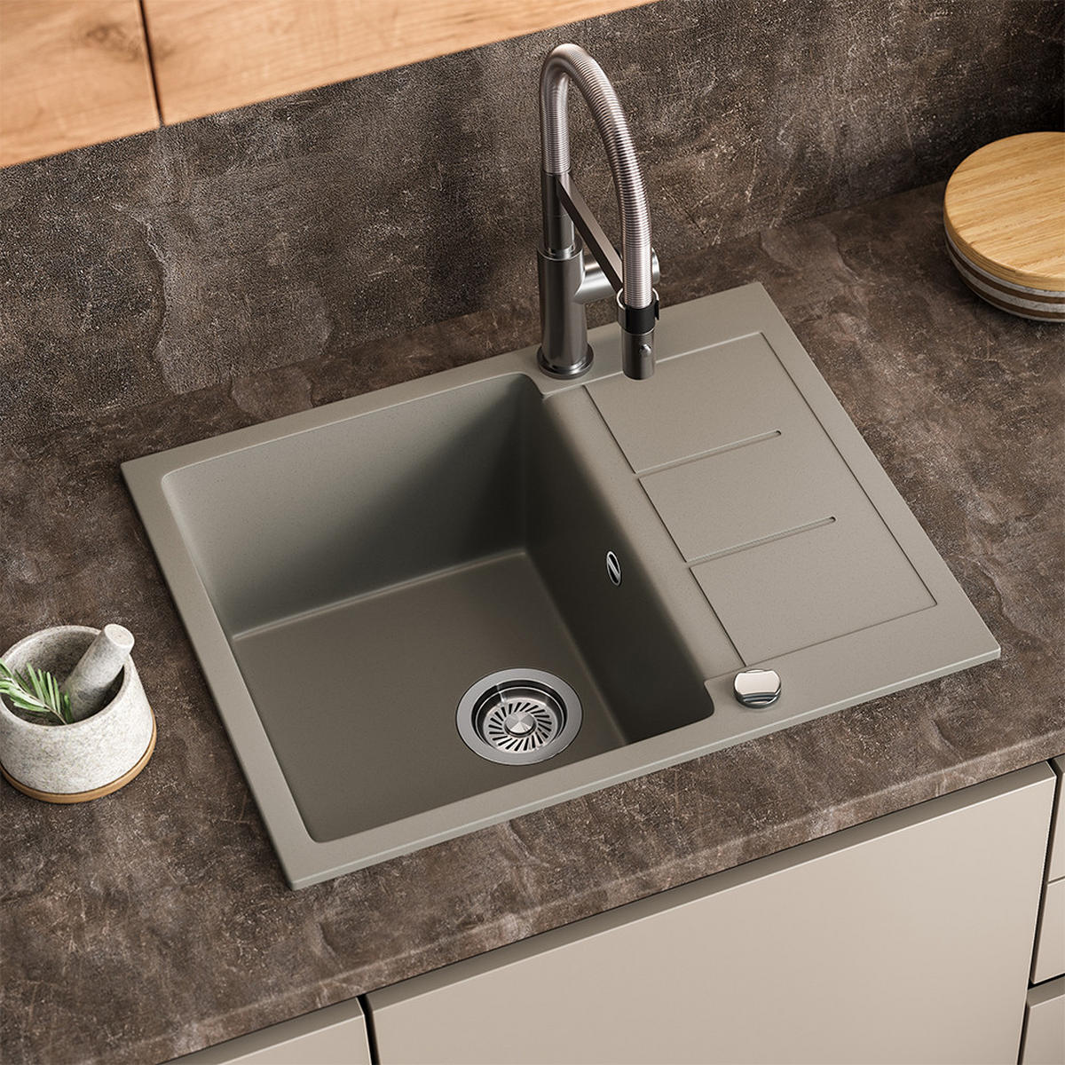 SPÜLBECKEN Rom Beton 62 x 50 cm - Grau, Keramik (62/20/50cm) - Bergstroem