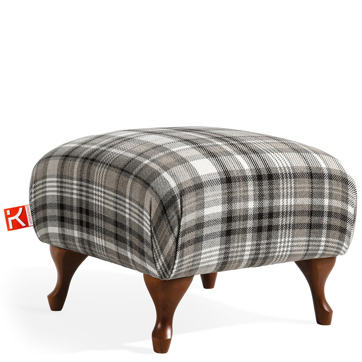 FUẞSTÜTZE TOMIS, Grau - Braun/Grau, Eichenholz/Holz (50/40/50cm) - KONSIMO®