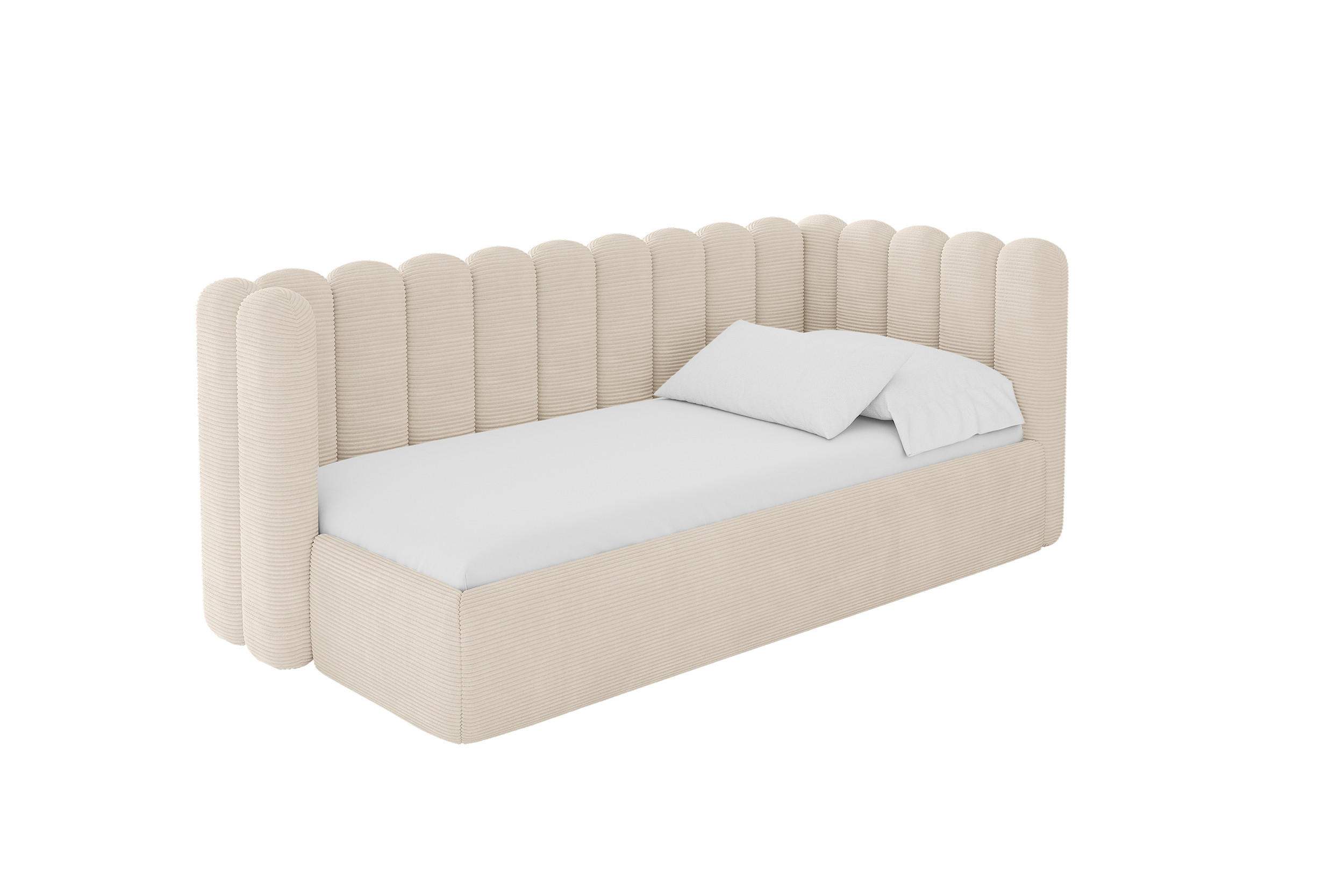 ALTDECOR JEDNOLŮŽKOVÁ POSTEL pro mládež s úložným prostorem a matrací H3/H4, vlevo - HUGY 100x200 béžová