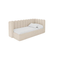 EINZELLBETT Jugendbett mit Bettkasten und Matratze H3/H4, Links - HUGY 100x200 Beige - Creme, Holzwerkstoff/Textil (100/200cm) - ALTDECOR