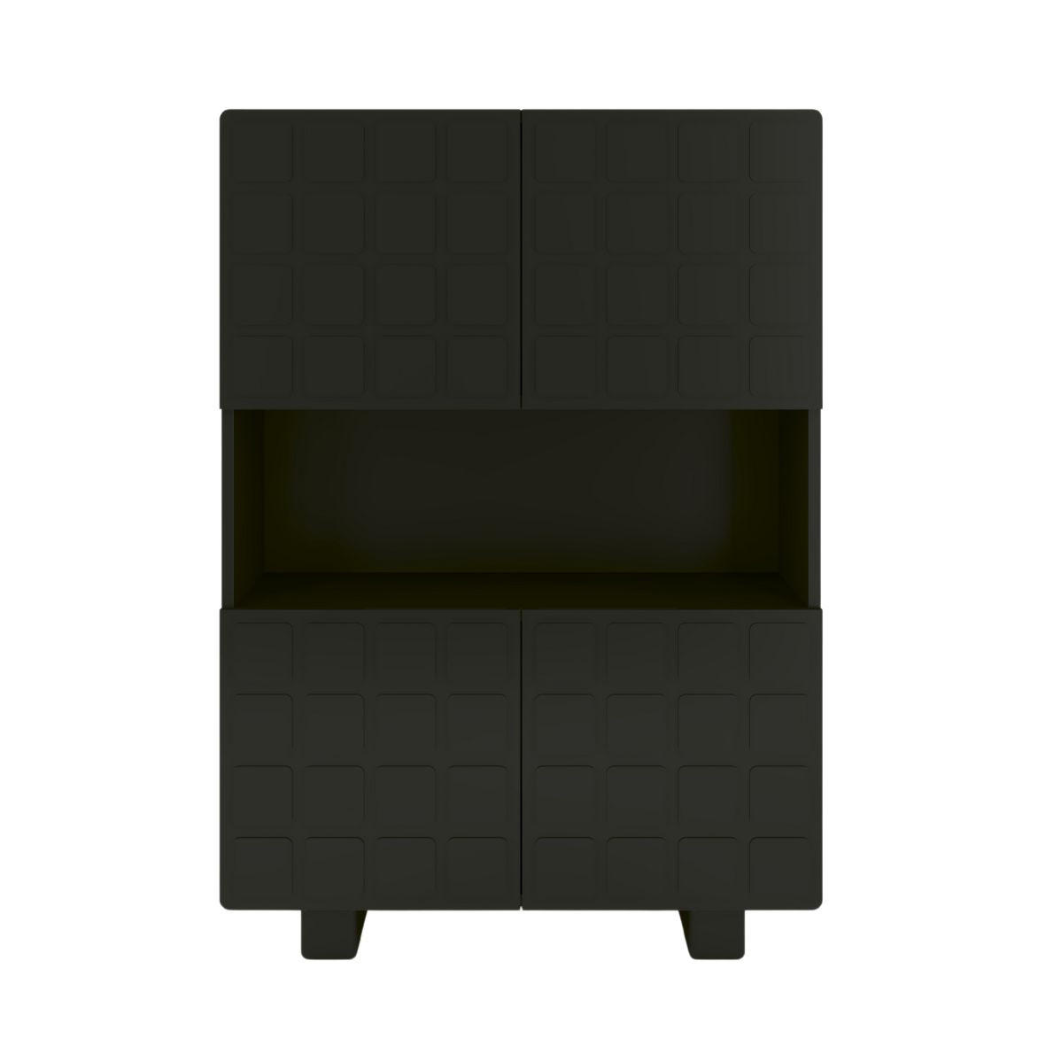 HIGHBOARD Cubo Long, Geometrische 3D Fronten, 85 x 120 cm, Schwarz - Schwarz, Holz/Holzwerkstoff (84.3/120/41.8cm) - Skandica