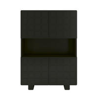 HIGHBOARD Cubo Long, Geometrische 3D Fronten, 85 x 120 cm, Schwarz - Schwarz, Holz/Holzwerkstoff (84.3/120/41.8cm) - Skandica