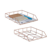 2XZÁSOBNÍK na listy - medená, kov (26/5.5/31.5cm) - Relaxdays