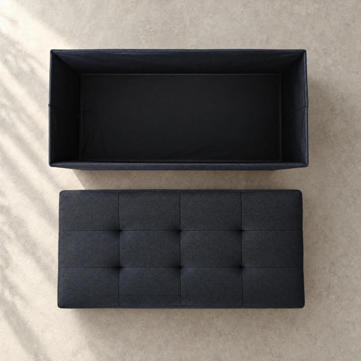 POLSTERHOCKER mit Stauraum rechteckig 76/38/38 cm - Schwarz, Textil (38/38/76cm) - SCENA LIVING