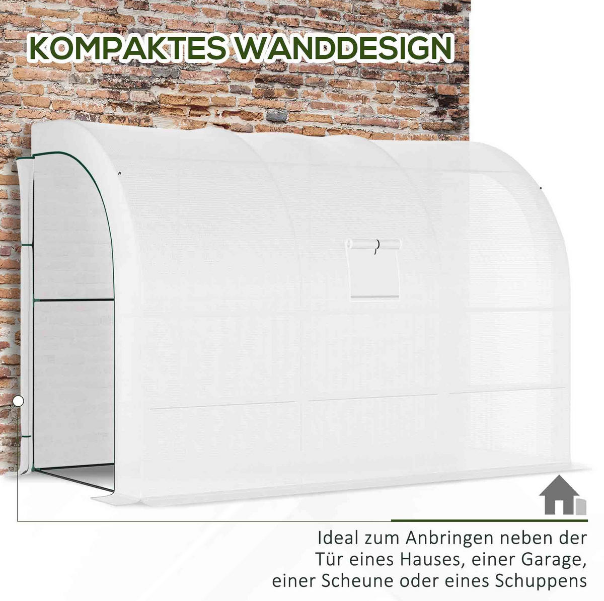 GEWÄCHSHAUS aus Kunststoff 300x150x213 cm in Weiß mit Regalen - Weiß, Kunststoff (150/213/300cm) - Modfu