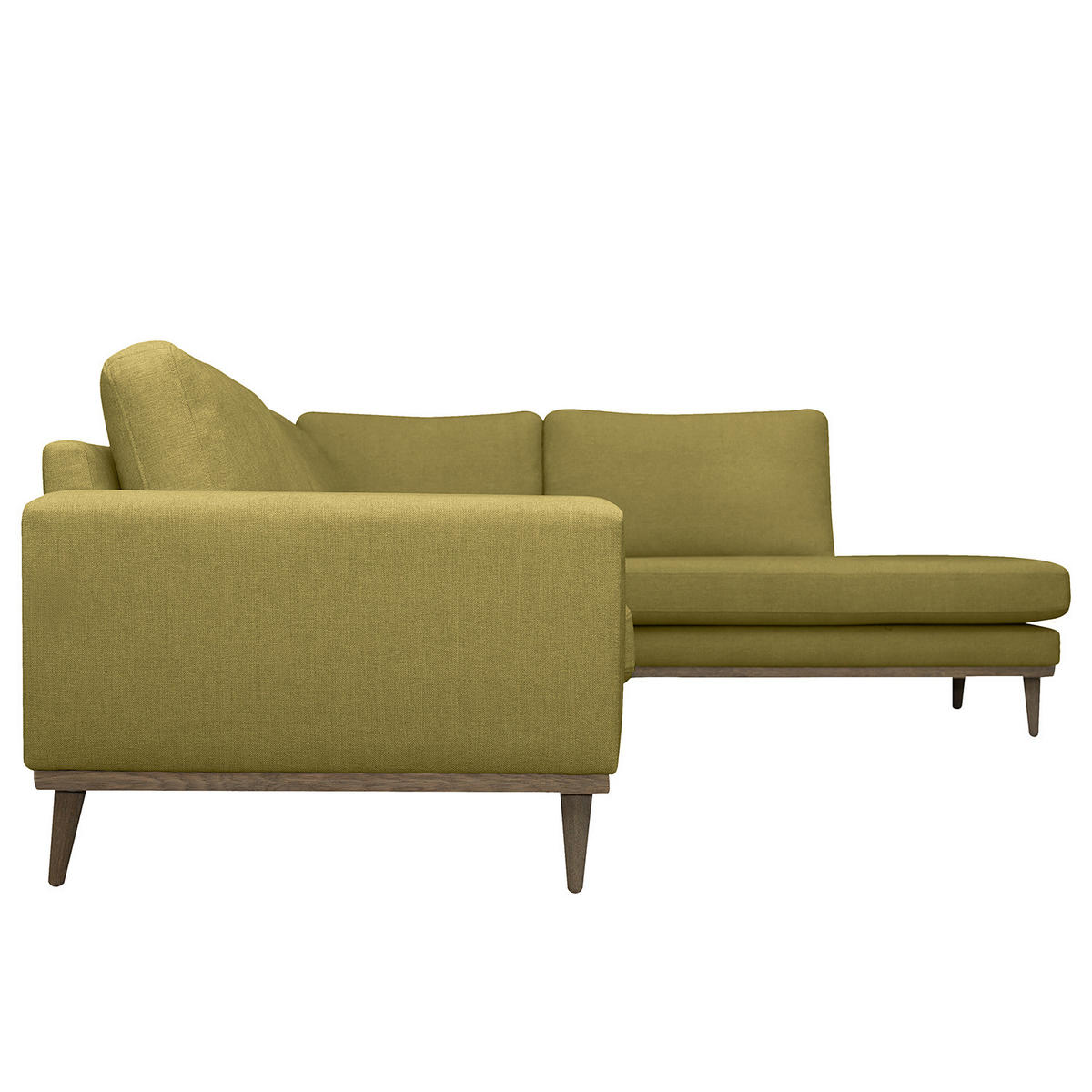 ECKSOFA mit Ottomane - Eichefarben/Olivgrün, Eichenholz/Textil (287/219cm) - home24
