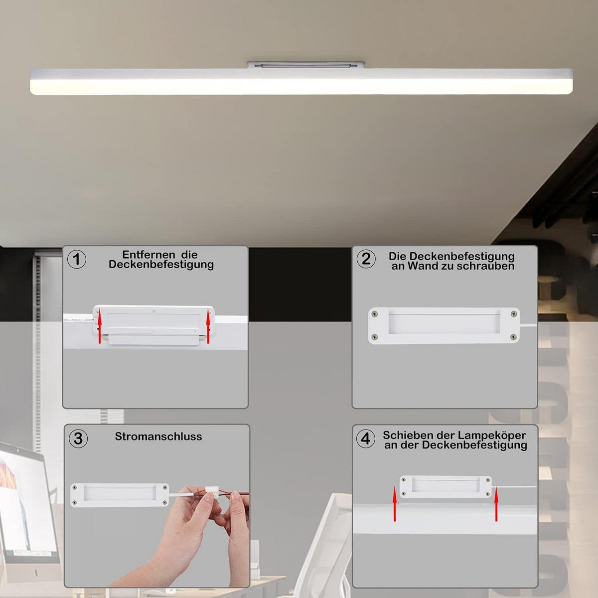 LED-DECKENLEUCHTE Ahri 90/4.5/5cm - Weiß, Metall (90/4.5/5cm) - ZMH