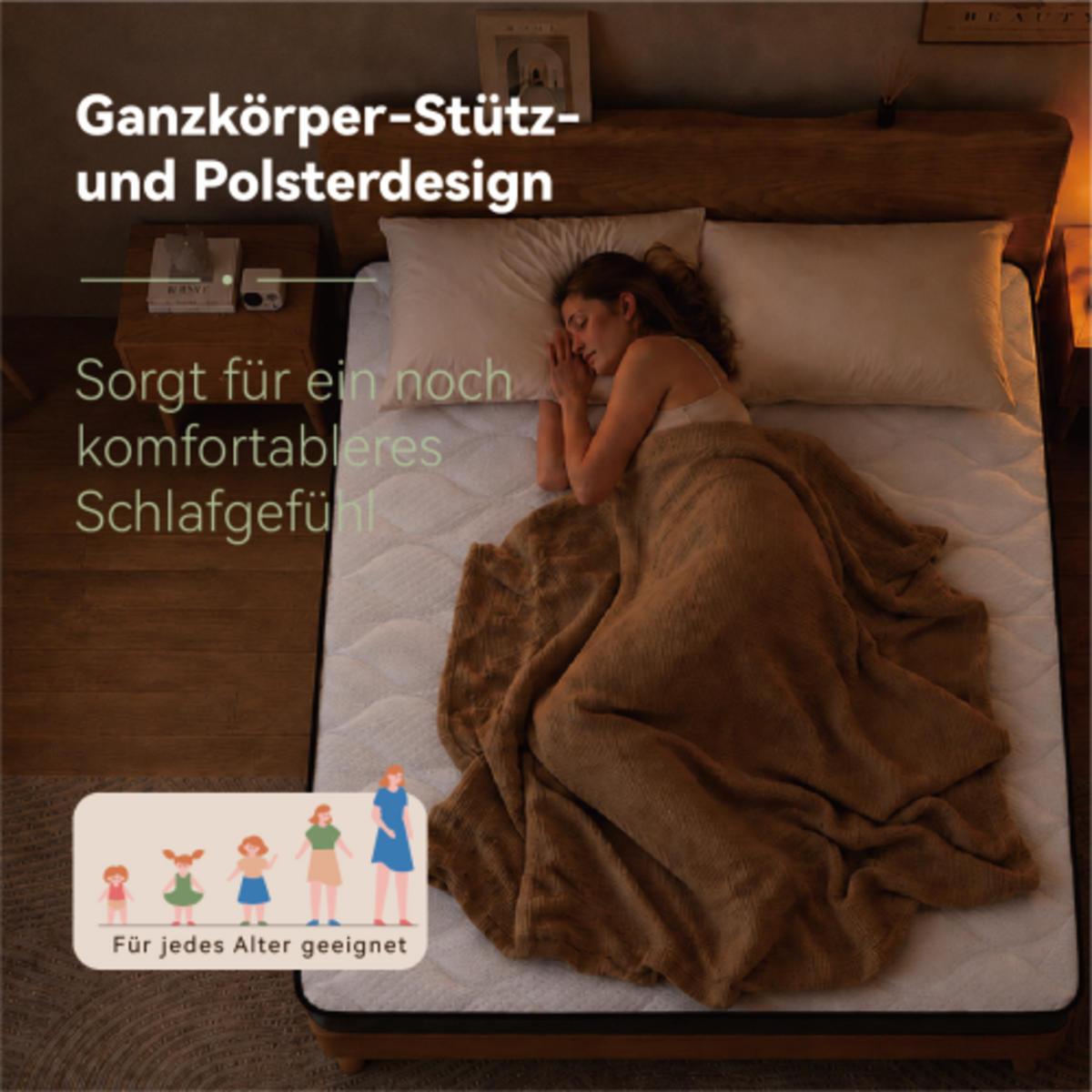 TASCHENFEDERKERNMATRATZE 120×200cm mit 7-Zonen-System und Memory-Schaum, weiß & grau - Weiß, Kunststoff - Luhomfu