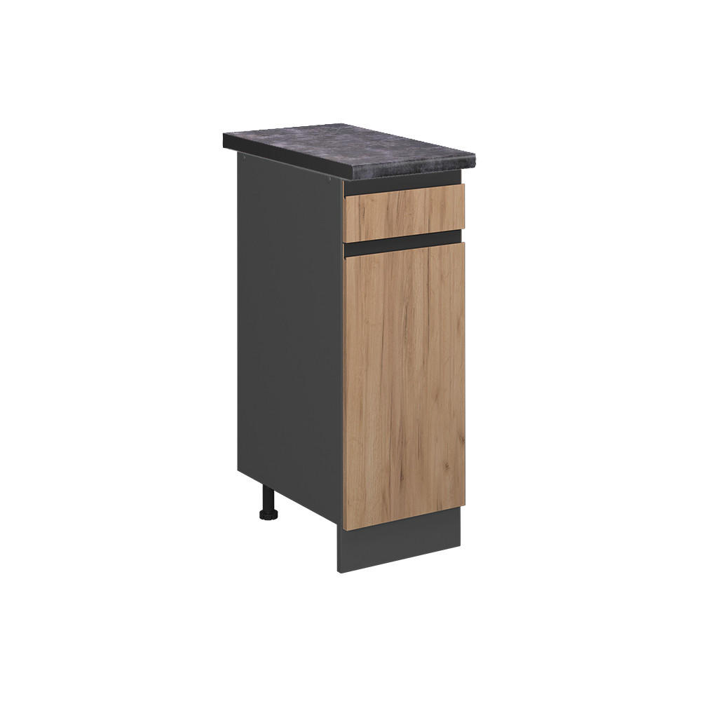 KÜCHENUNTERSCHRANK R-Line Goldkraft Eiche 30 cm, AP Anthrazit - Anthrazit/Eiche Wotan, Holzwerkstoff (30/81.6/60cm) - Vicco