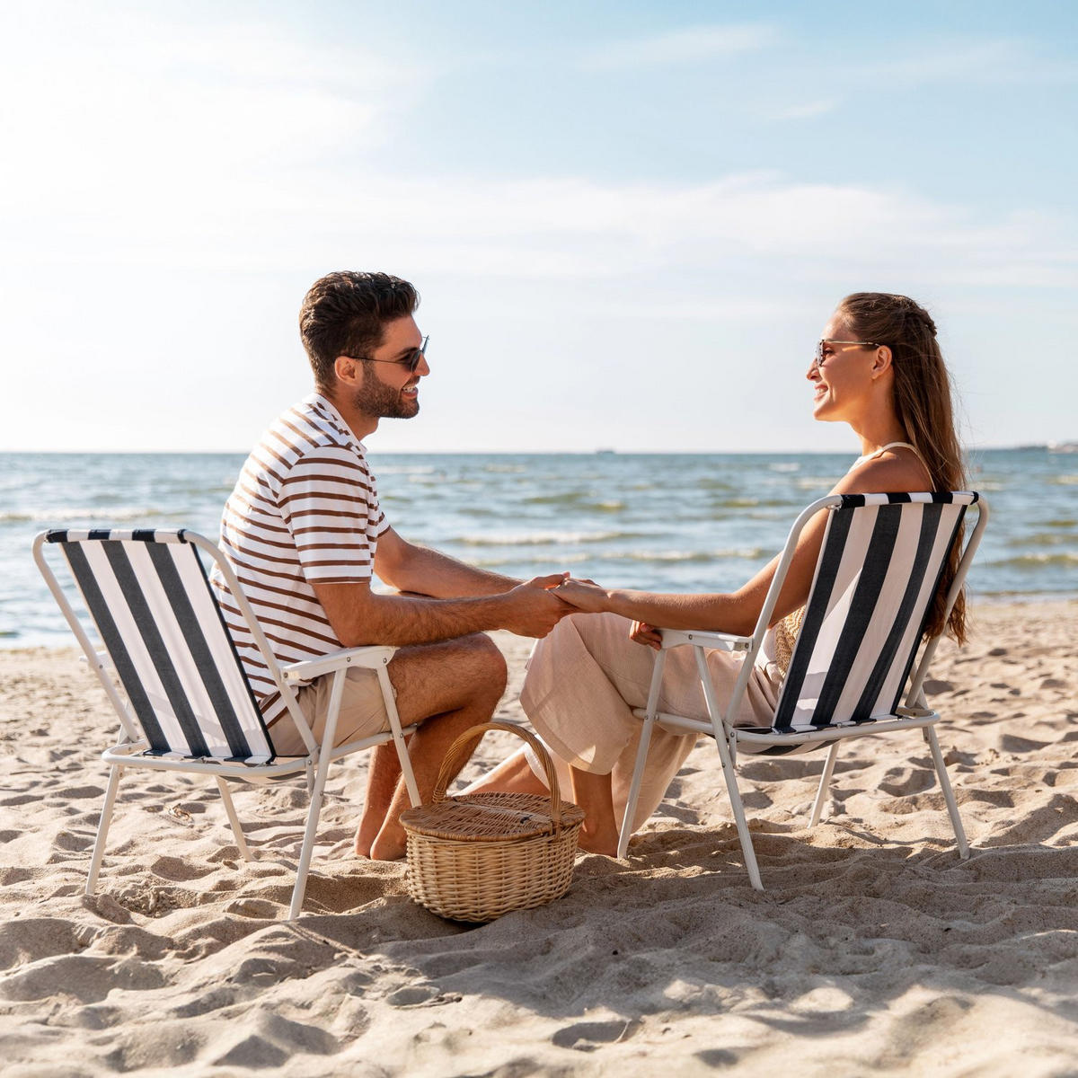 CAMPINGSTUHL bis 100 kg - Blau/Weiß, Textil/Metall (46/73/48cm) - Outtec