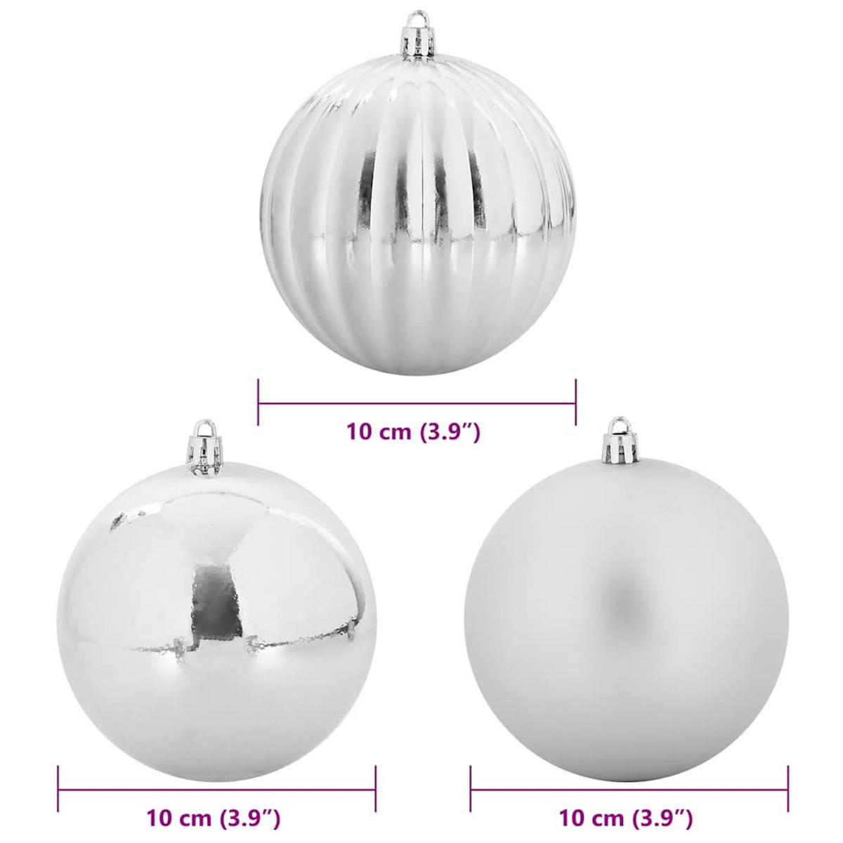 WEIHNACHTSKUGELSET XL 15 -teilig 10/10/10 cm Silber Kunststoff - Silberfarben, Kunststoff (10/10/10cm) - vidaXL