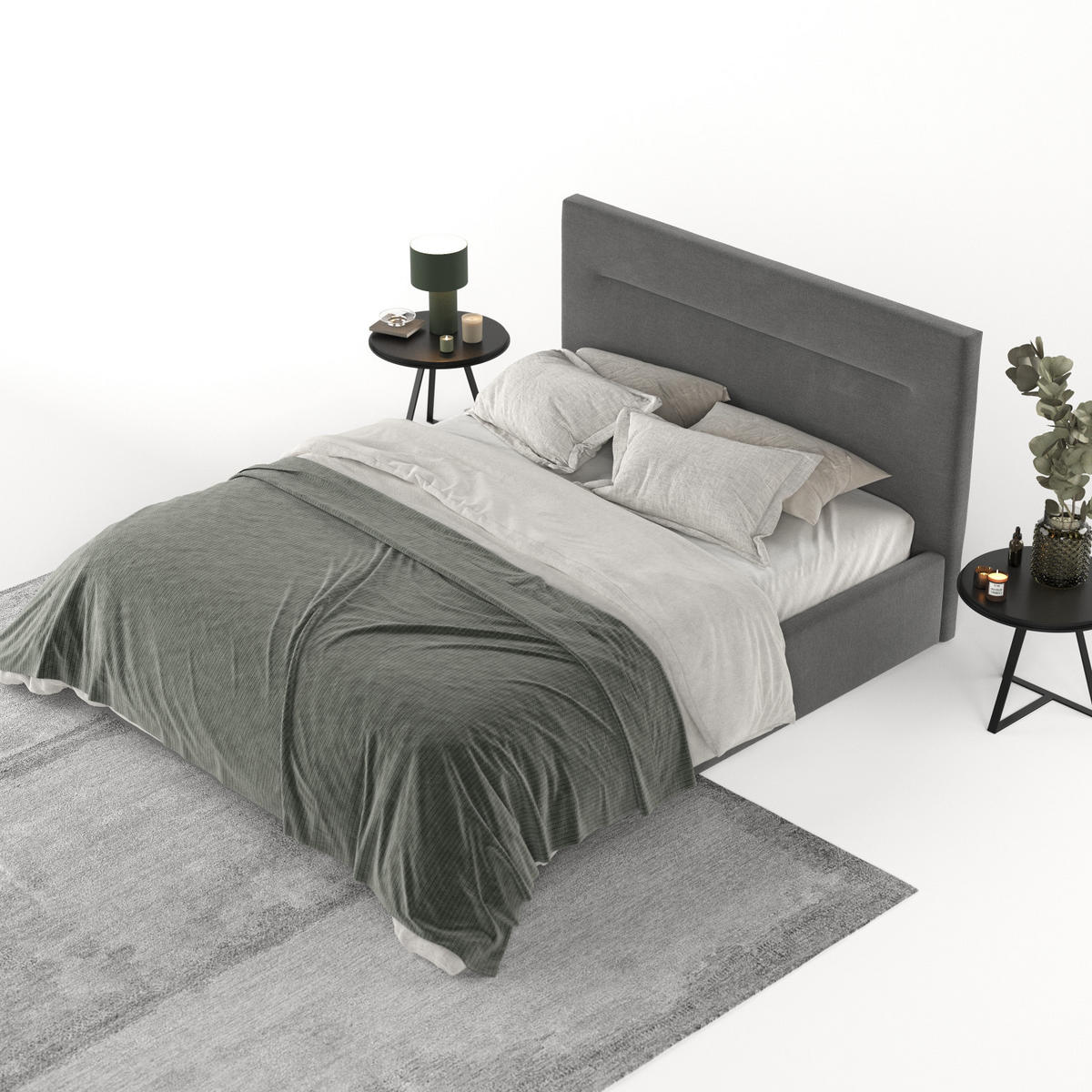 POLSTERBETT Liline 160/200 cm Anthrazit im Asti Stoff - Anthrazit/Schwarz, Holz/Holzwerkstoff (160/200cm) - AltaBeds