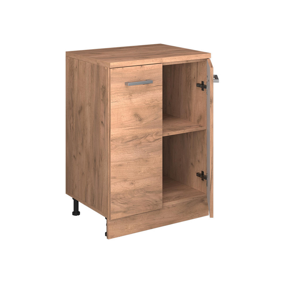 KUHINJSKA OMARA ZA POŠEVNE STREHE R-Line, Zlati hrast z močjo, 60 cm brez naklona z 2 vrati - medeni hrast, leseni material (60/83.8/46cm) - Vicco