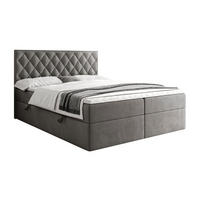 BOXBETT INEZ mit Bettkasten mit Topper 140x200 cm Royal Velvet 250 - Grau, Textil - Lookway