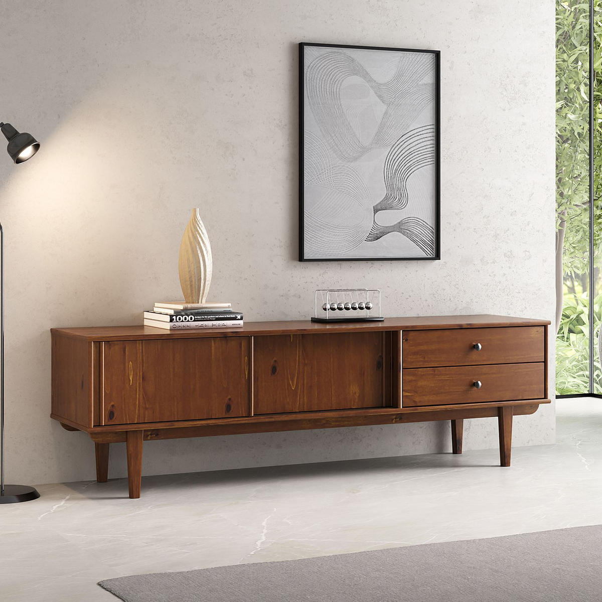 LOWBOARD SIMONA Kastanie - Kastanienfarben, Holz (175/52/41cm) - IDIMEX