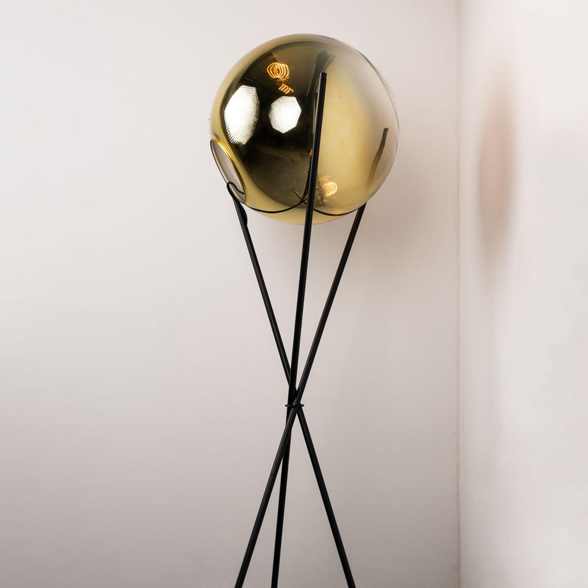 STEHLAMPE Progress Dreibein Kupfer/Schwarz - Kupferfarben, Glas (40/40/160cm) - s.luce