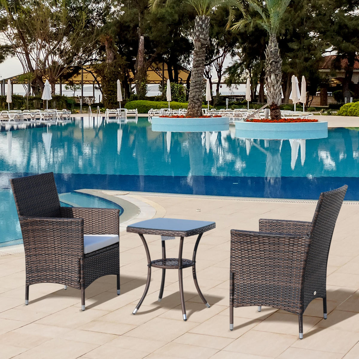 GARTENMÖBEL Set, Metall, PE-Rattan Braun - Braun, Metall - Outsunny
