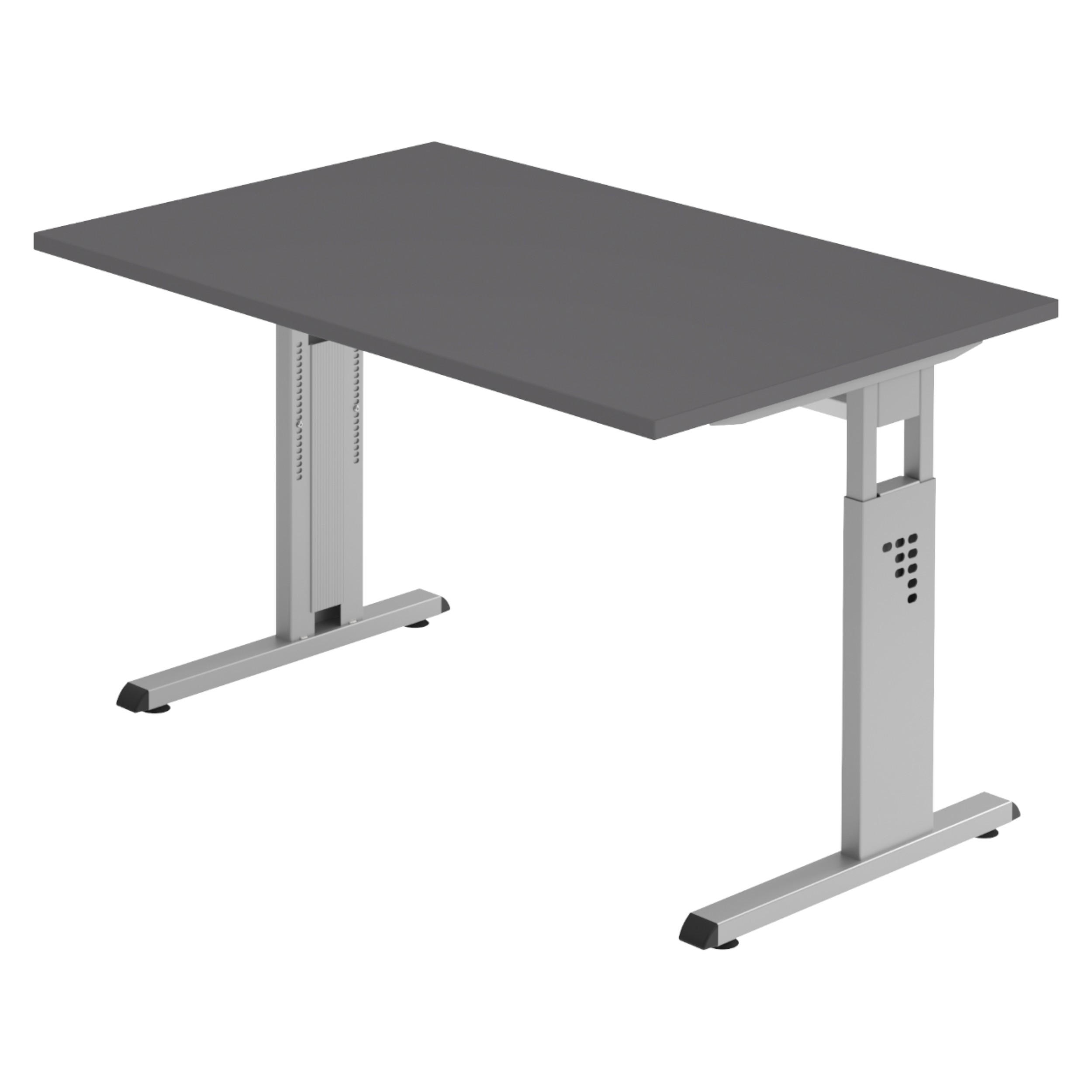 SCHREIBTISCH Serie-O 80/120/74 cm in Graphitfarben/Silberfarben - Silberfarben/Graphitfarben, Holzwerkstoff (80/120/74cm) - bümö
