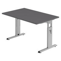 SCHREIBTISCH Serie-O 80/120/74 cm in Graphitfarben/Silberfarben - Silberfarben/Graphitfarben, Holzwerkstoff (80/120/74cm) - bümö